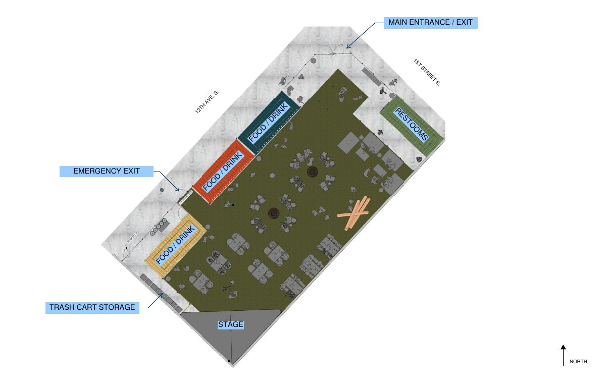 Site plan: Shipping-container food and entertainment plaza approved with conditions