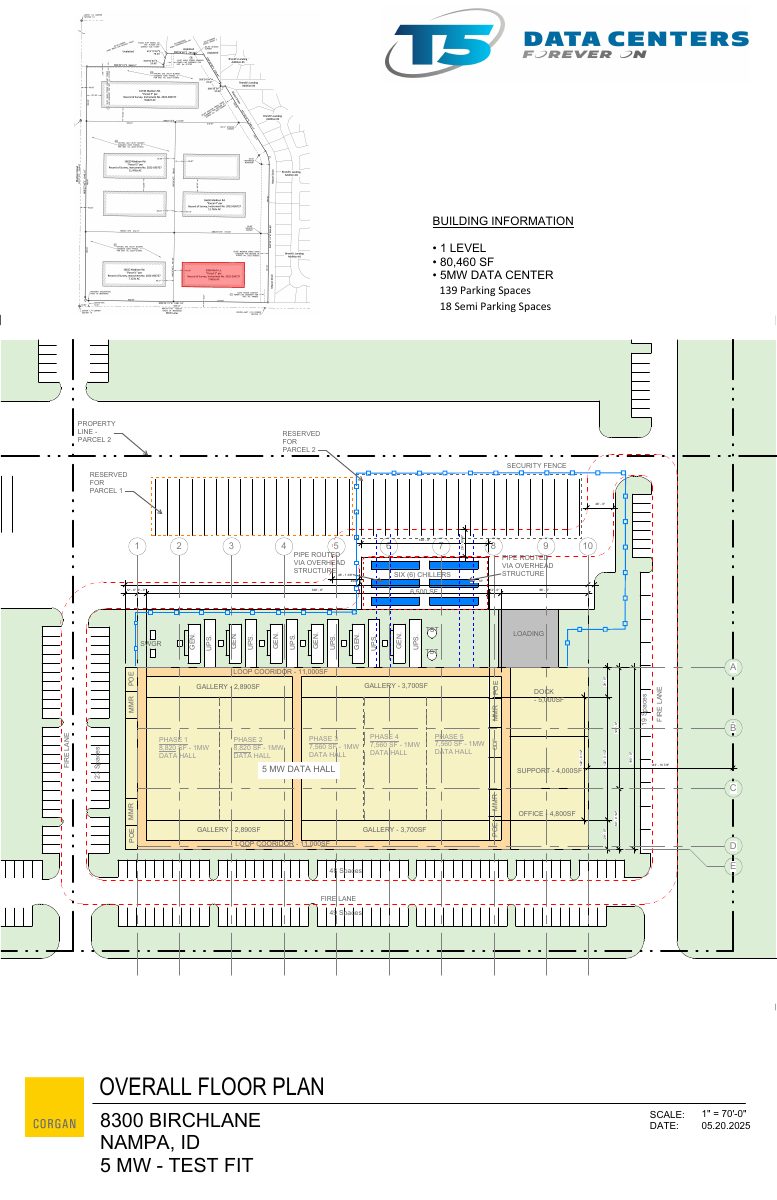 Site plan: Data center in existing 80,460-square-foot industrial building approved