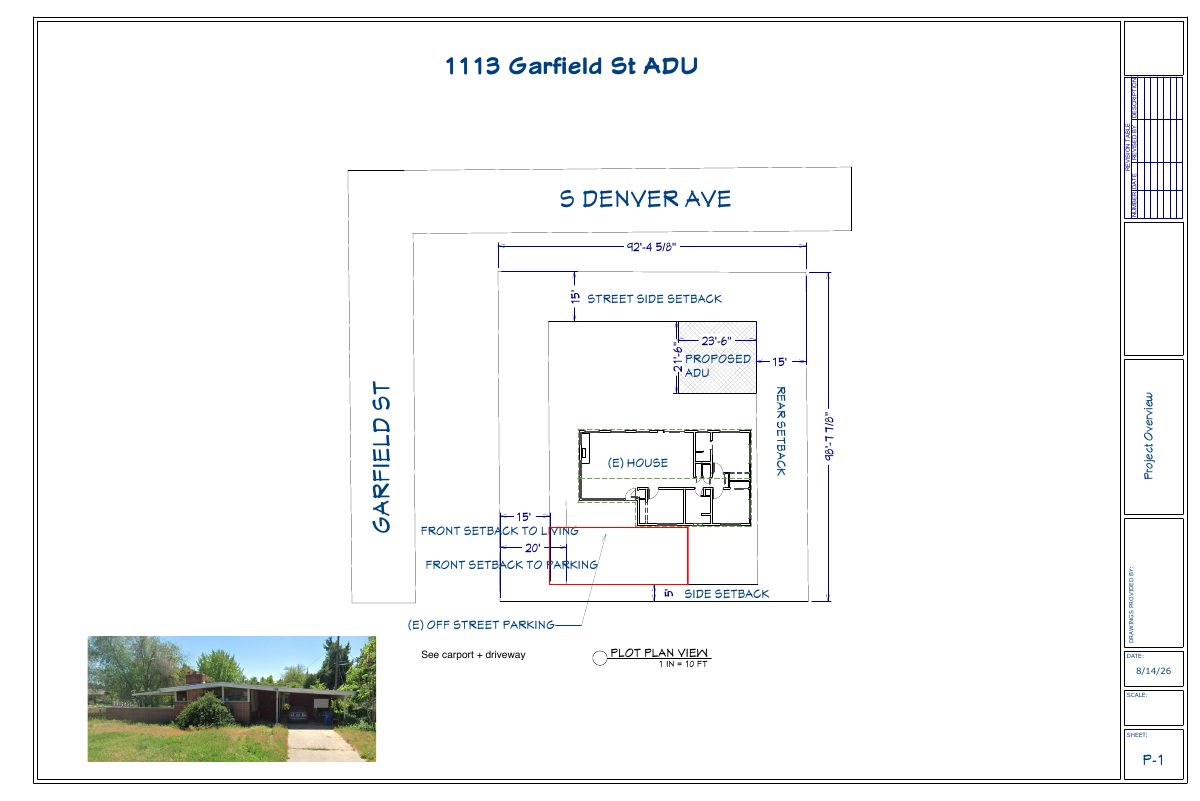 Site plan: Accessory dwelling unit proposed at existing single-family home