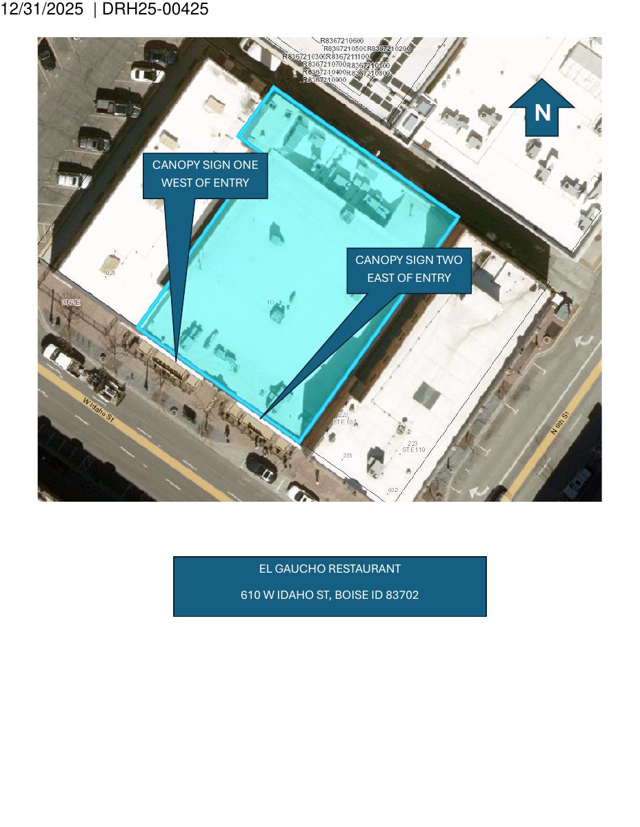 Site plan: Two illuminated signs for El Gaucho approved with material and lighting limits