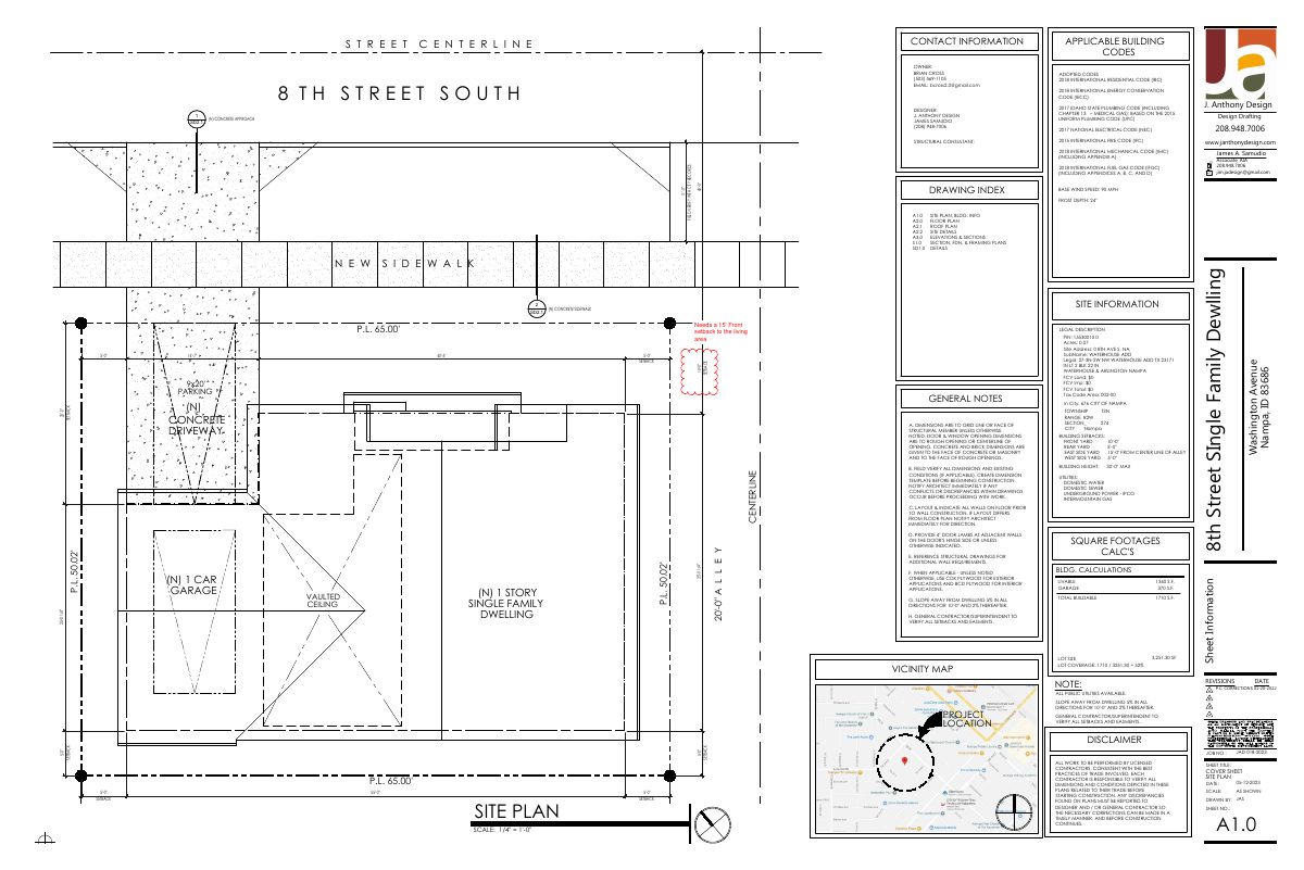 Site plan: Variance approved for one-story home built closer to the street on small lot