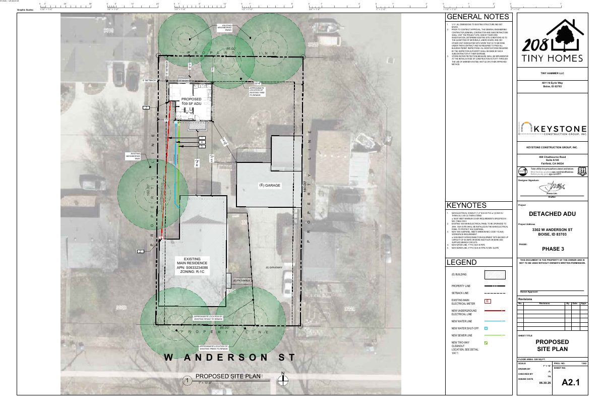 Site plan: 550-square-foot backyard cottage approved for single-family lot