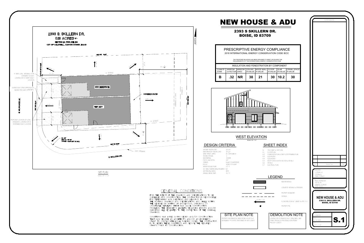 Site plan: Two-unit project with new house and attached accessory unit approved