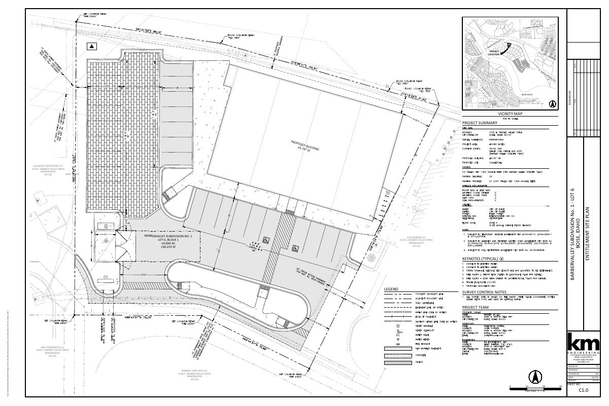 Site plan: Single-story multi-tenant commercial building approved on 0.69-acre vacant lot