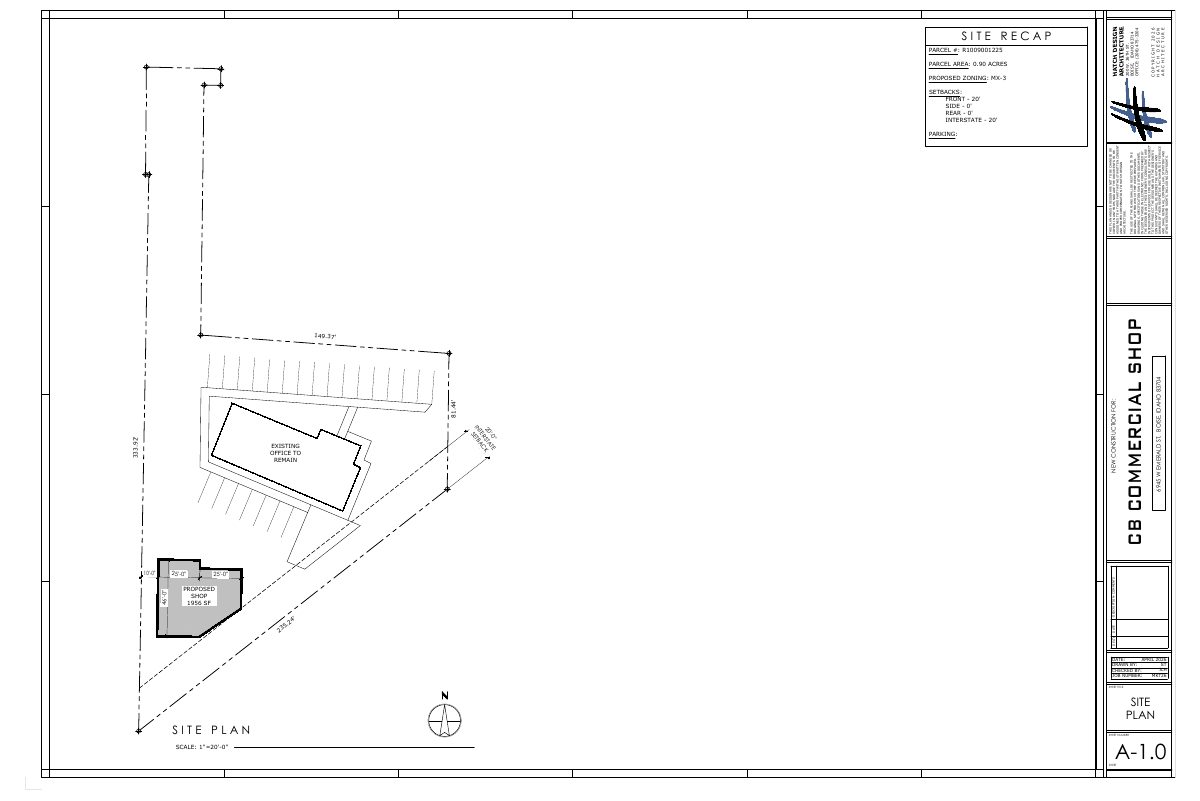 Site plan: Withdrawn plan sought a 1,956-square-foot shop on commercial property