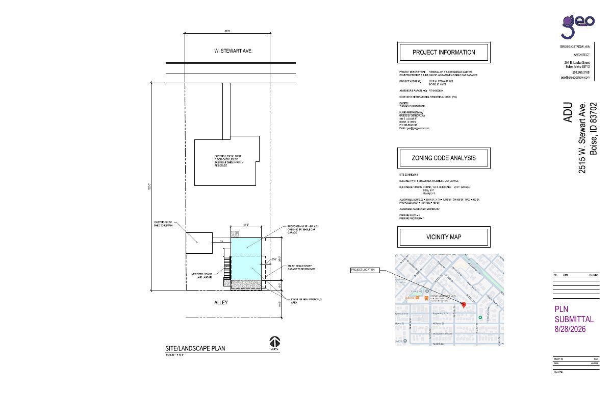 Site plan: One-bedroom accessory dwelling over a single-car garage approved
