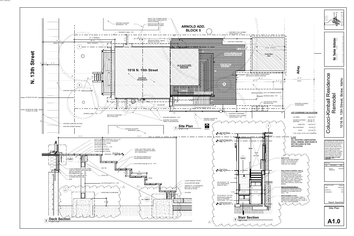 Site plan: Collapsed historic porch to be rebuilt to match original design