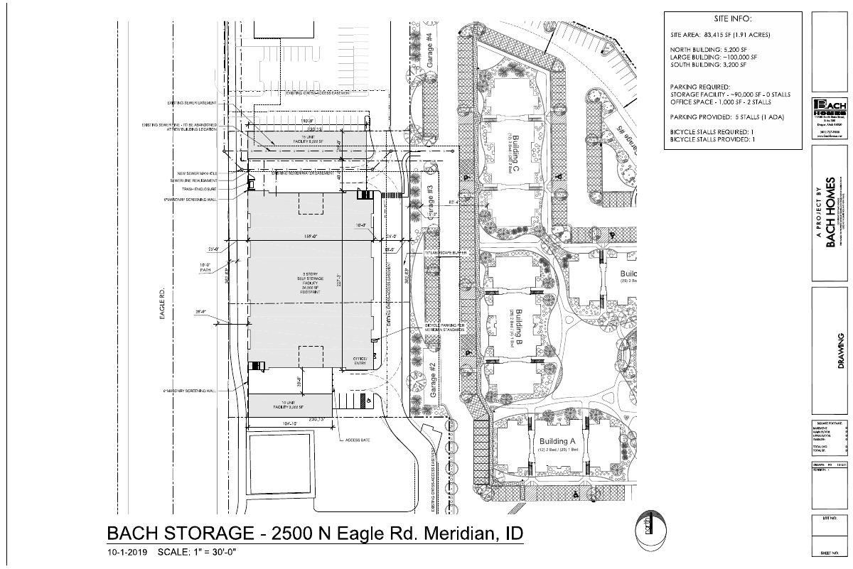 Site plan: Approved: 100,000-square-foot self-storage facility on 1.92 acres