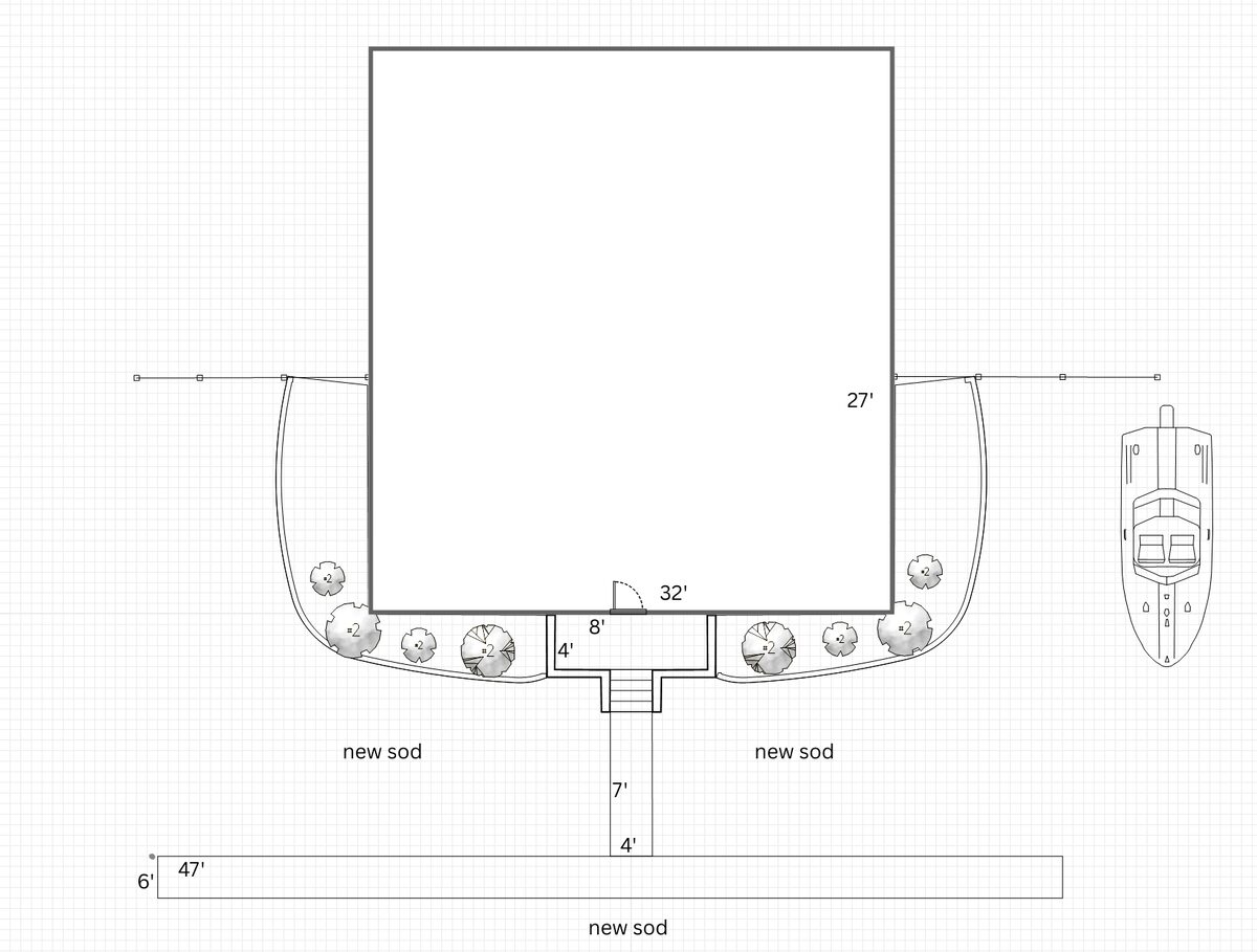 Site plan: Front yard renovation with new paver walkway and porch sought for single home
