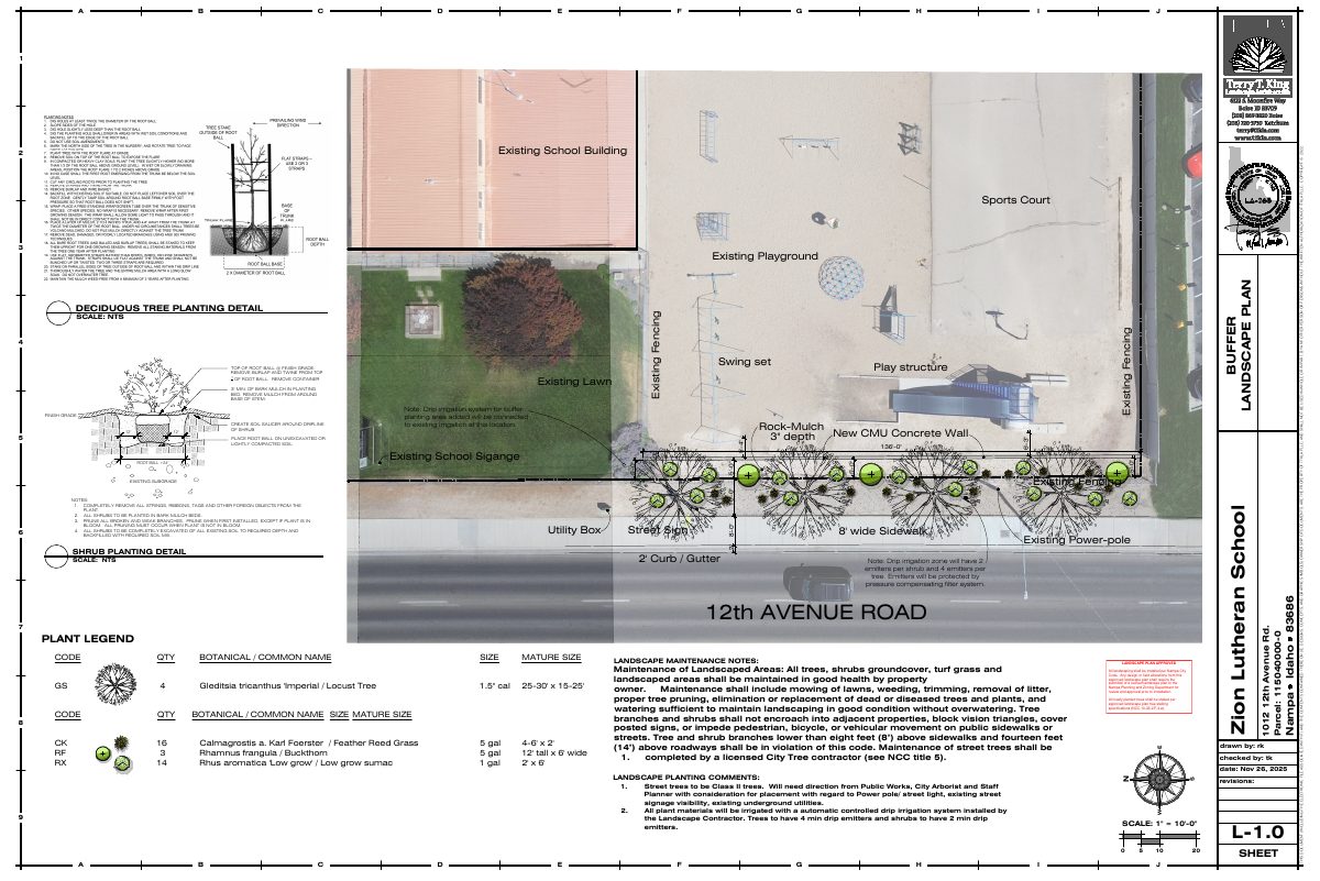 Site plan: Zion Lutheran School's fence and landscaping project approved