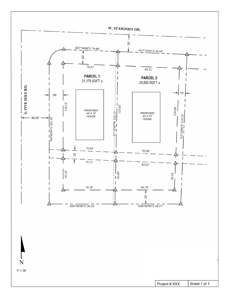 Site plan: Two-lot subdivision approved for a nearly 1-acre property with an existing home