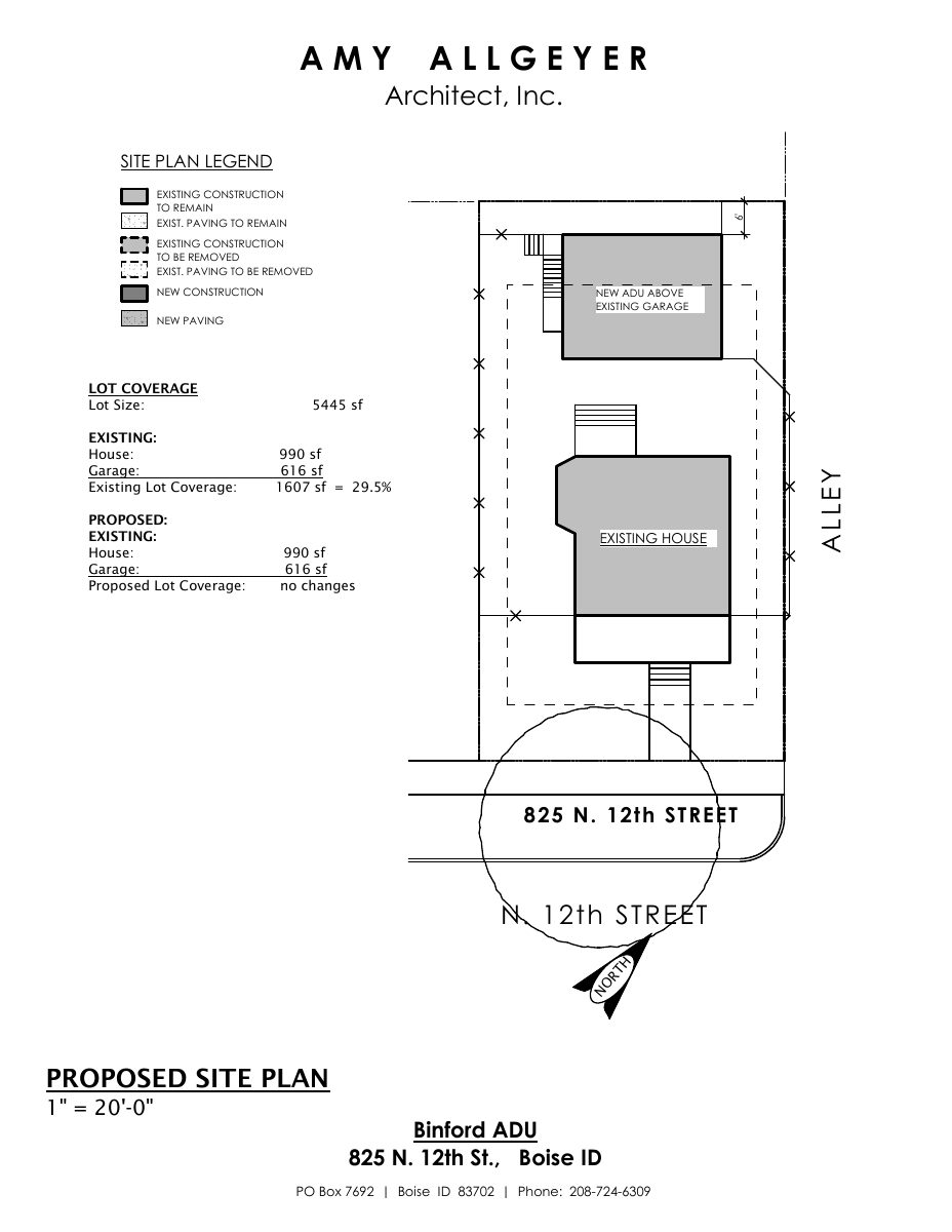 Site plan: Accessory dwelling unit approved by Boise Historic Preservation Commission