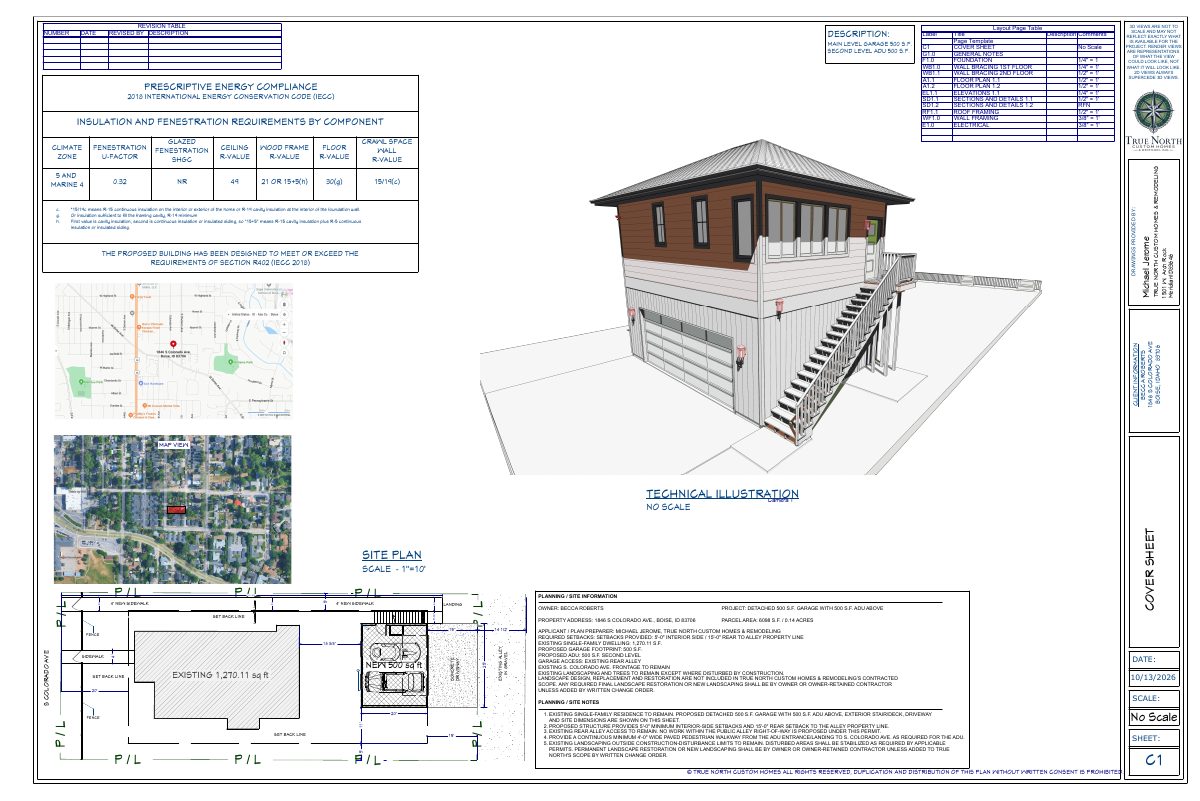 Site plan: 500-square-foot apartment above a new garage proposed to replace detached garage