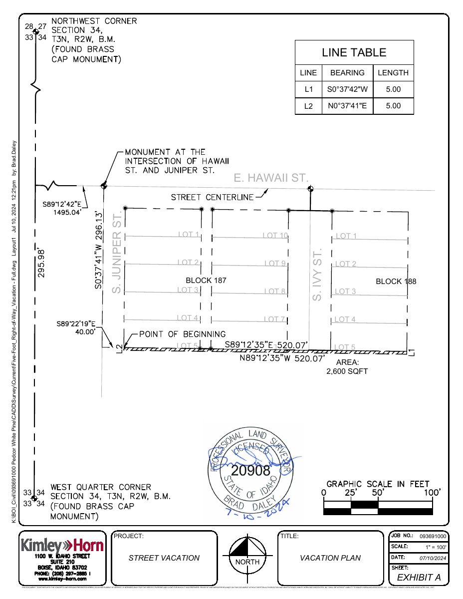 Site plan: Vacation of 5-foot strip of right-of-way approved with conditions