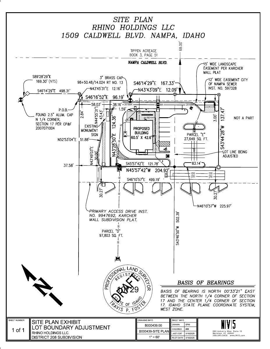 Site plan for Lot split approved to create a 0.63-acre parcel for future development
