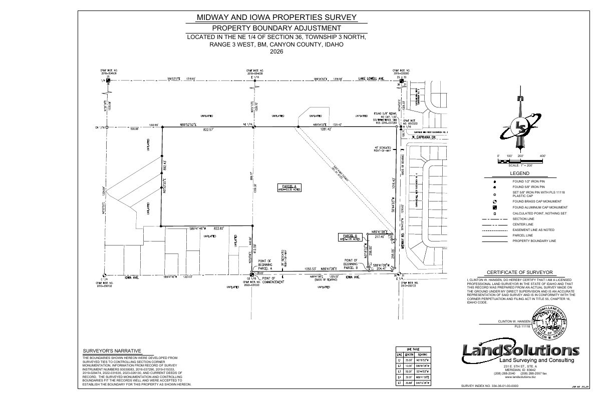 Site plan: Lot lines adjusted between two parcels, approved in January
