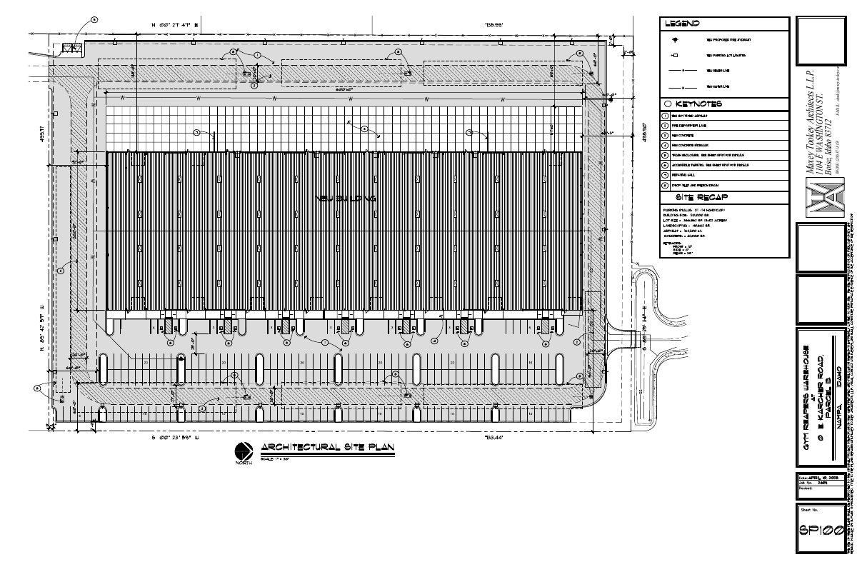 Site plan: 120,000-square-foot metal warehouse proposed for Gymreapers distribution