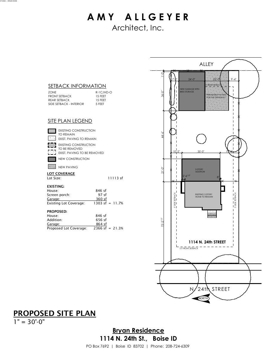 Site plan: Rear addition and new garage approved for historic home