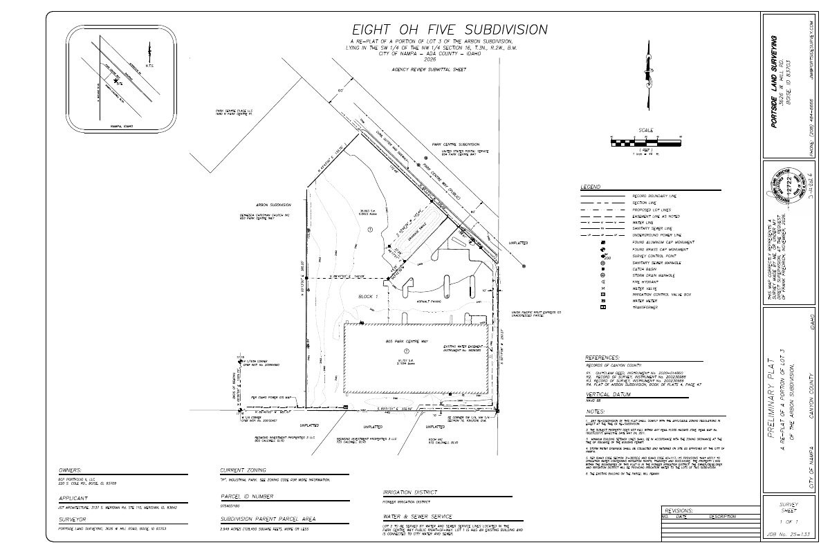 Site plan: Split of 0.84-acre undeveloped lot for future industrial building approved