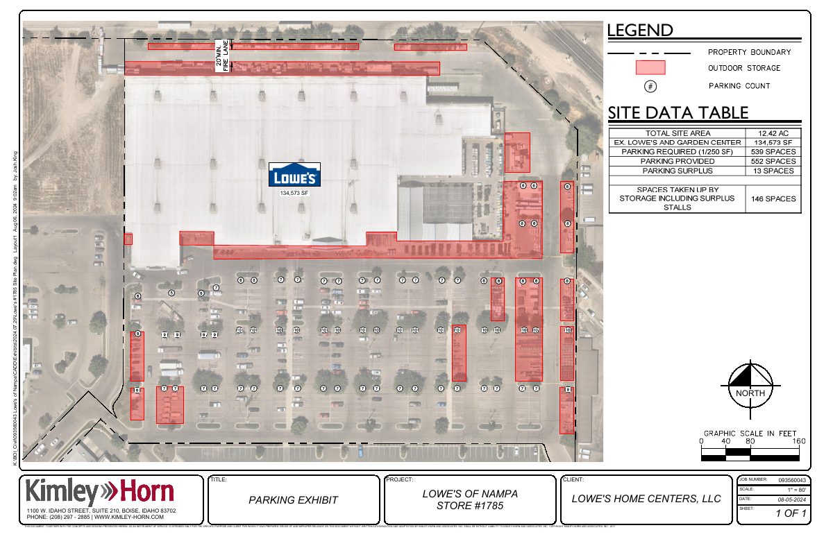 Site plan: Outdoor nursery and storage area approved for existing Lowe's store with conditions