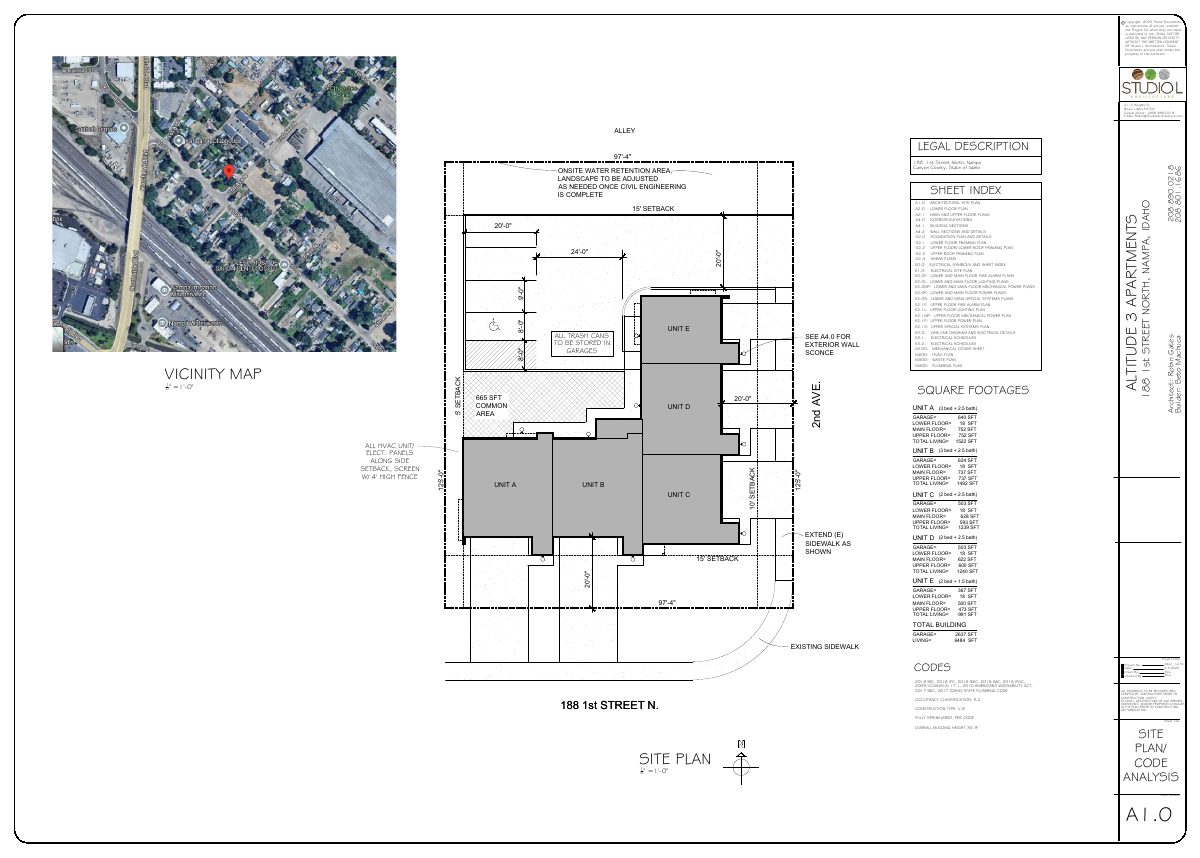 Site plan: Five-home, three-story building approved in Nampa