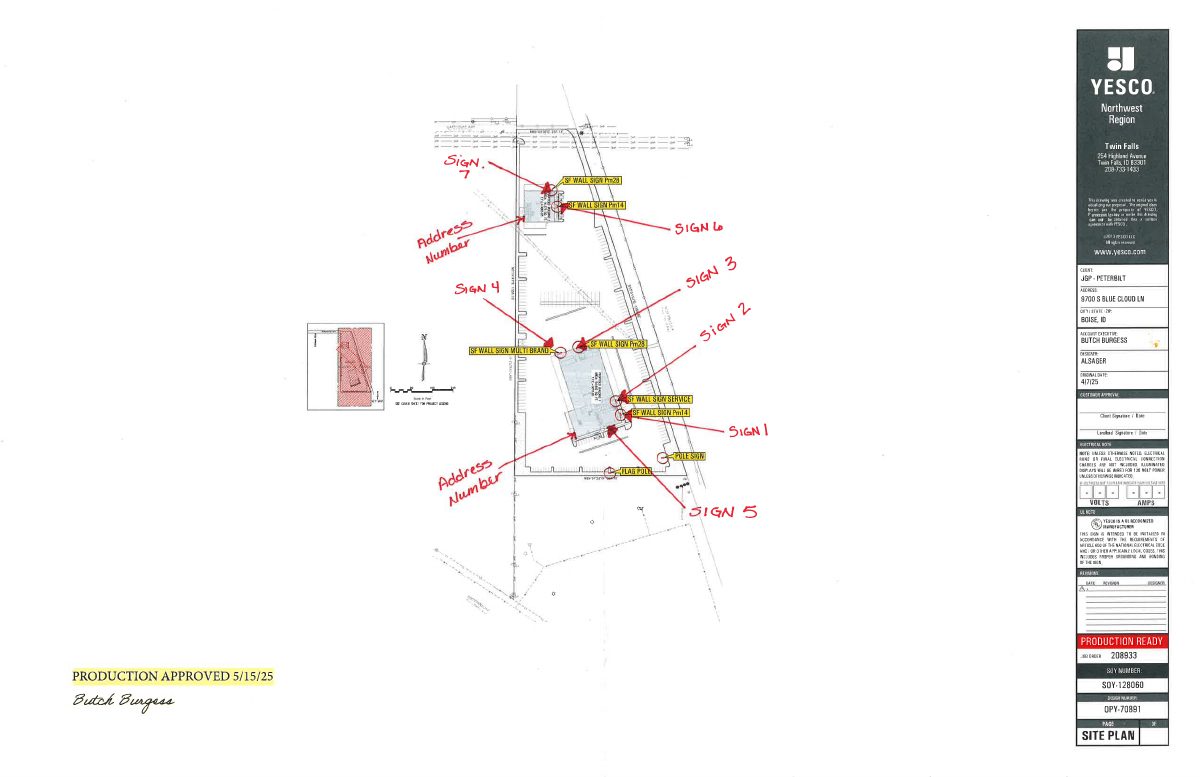 Site plan: Variance approved for larger wall signs and a taller freestanding sign