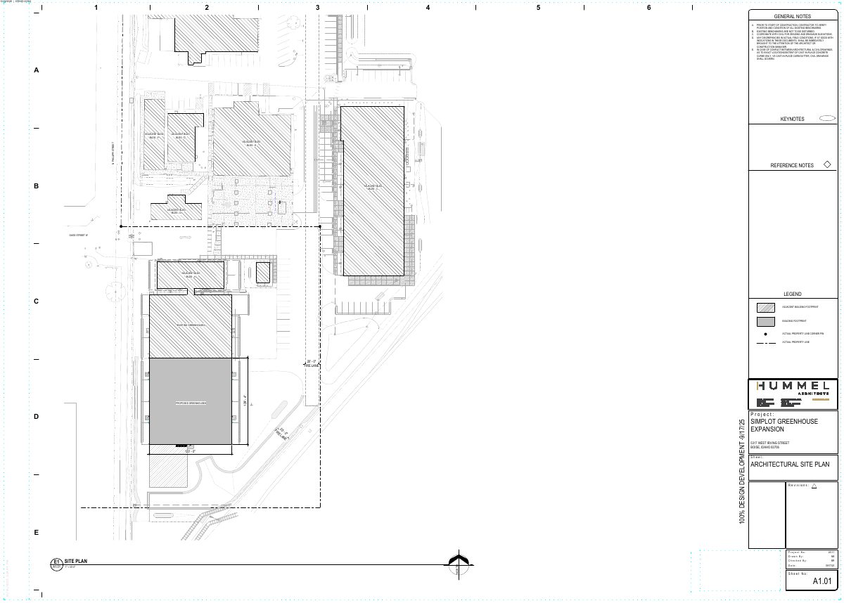 Site plan: Simplot seeks four new greenhouses totaling 15,600 square feet
