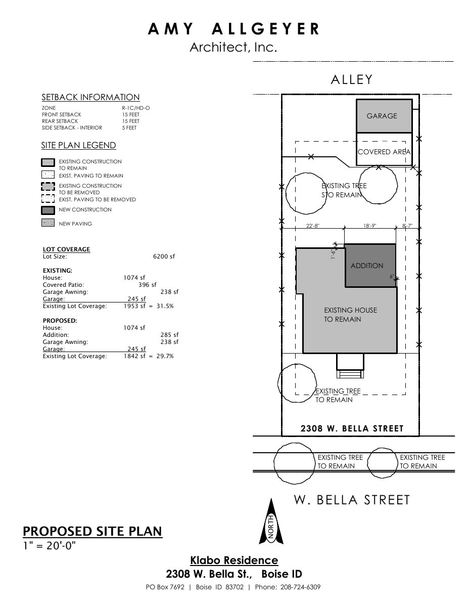 Site plan: Rear one-story addition to historic Boise home approved