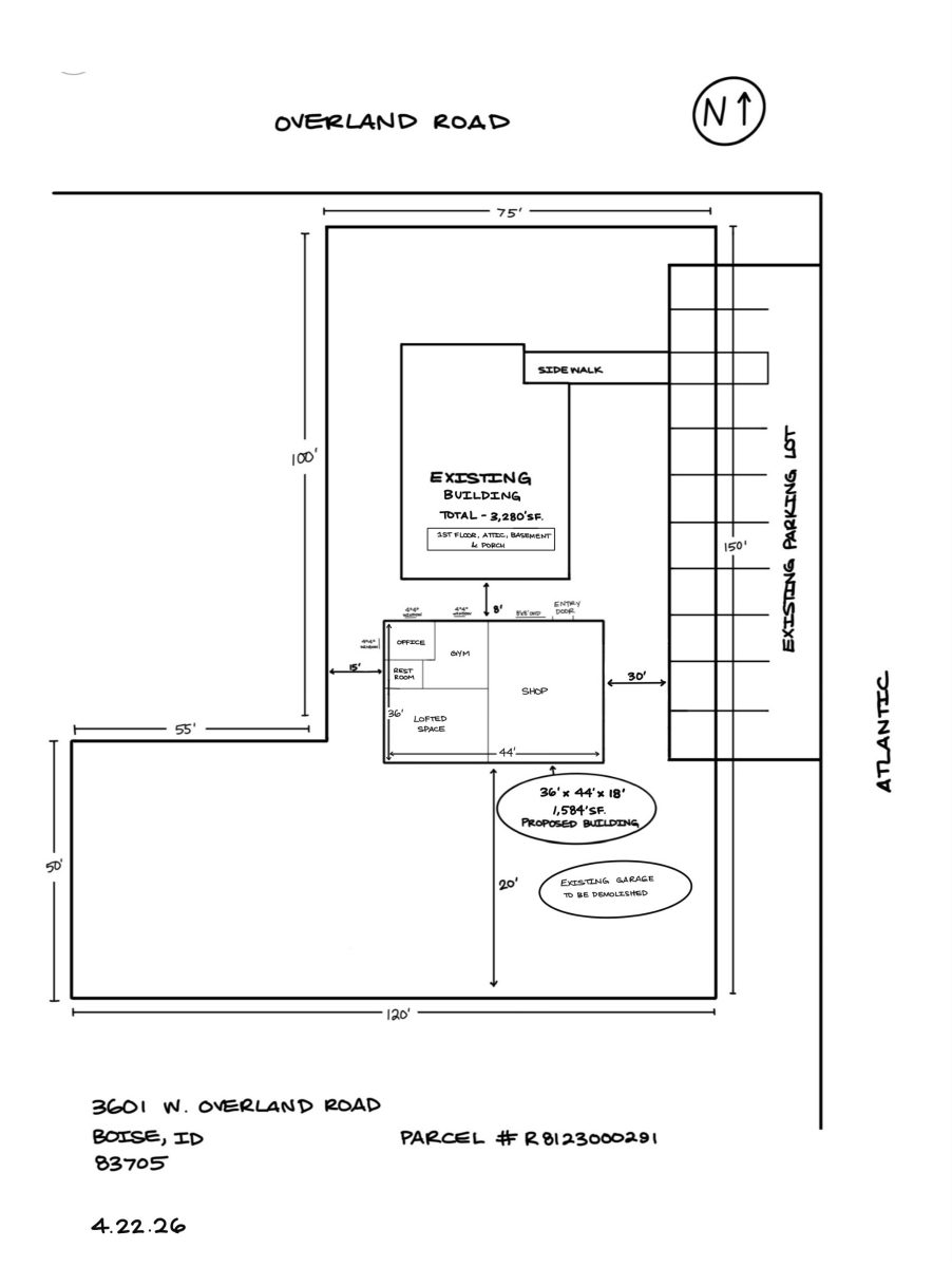 Site plan: Accessory structure proposed on 0.32-acre commercial site