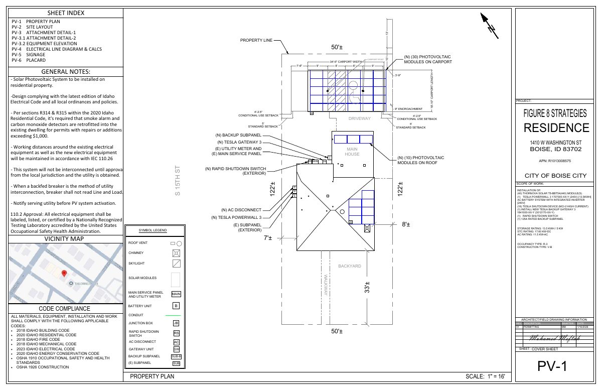 Site plan: Solar panels and carport approved for historic-district home