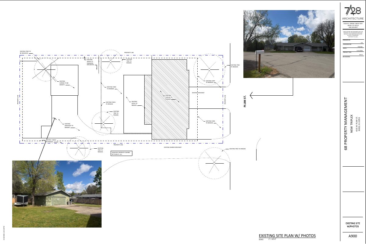 Site plan: Triplex proposed to replace garage on lot with existing duplex
