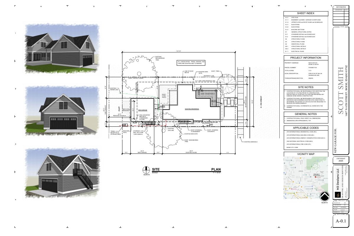 Site plan: Accessory dwelling unit approved in upstairs of existing garage building