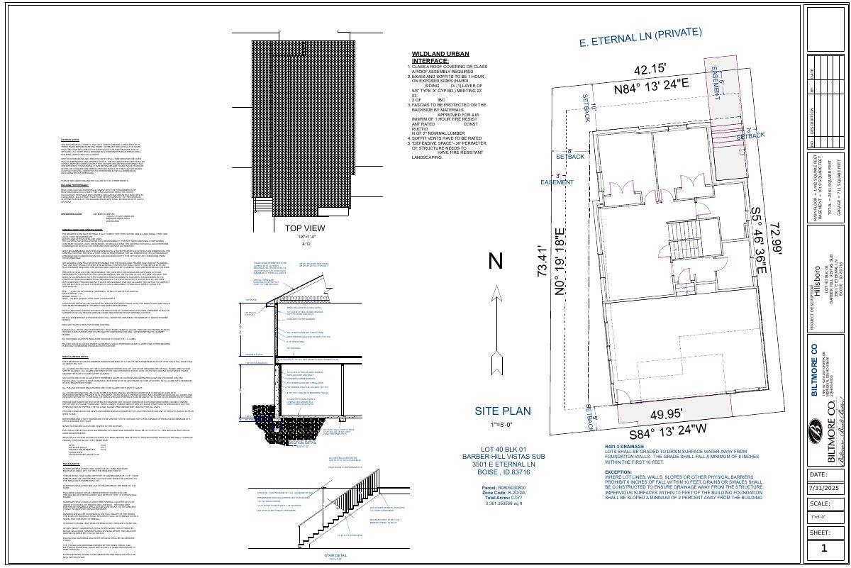 Site plan: Single-family home in hillside area approved by city staff