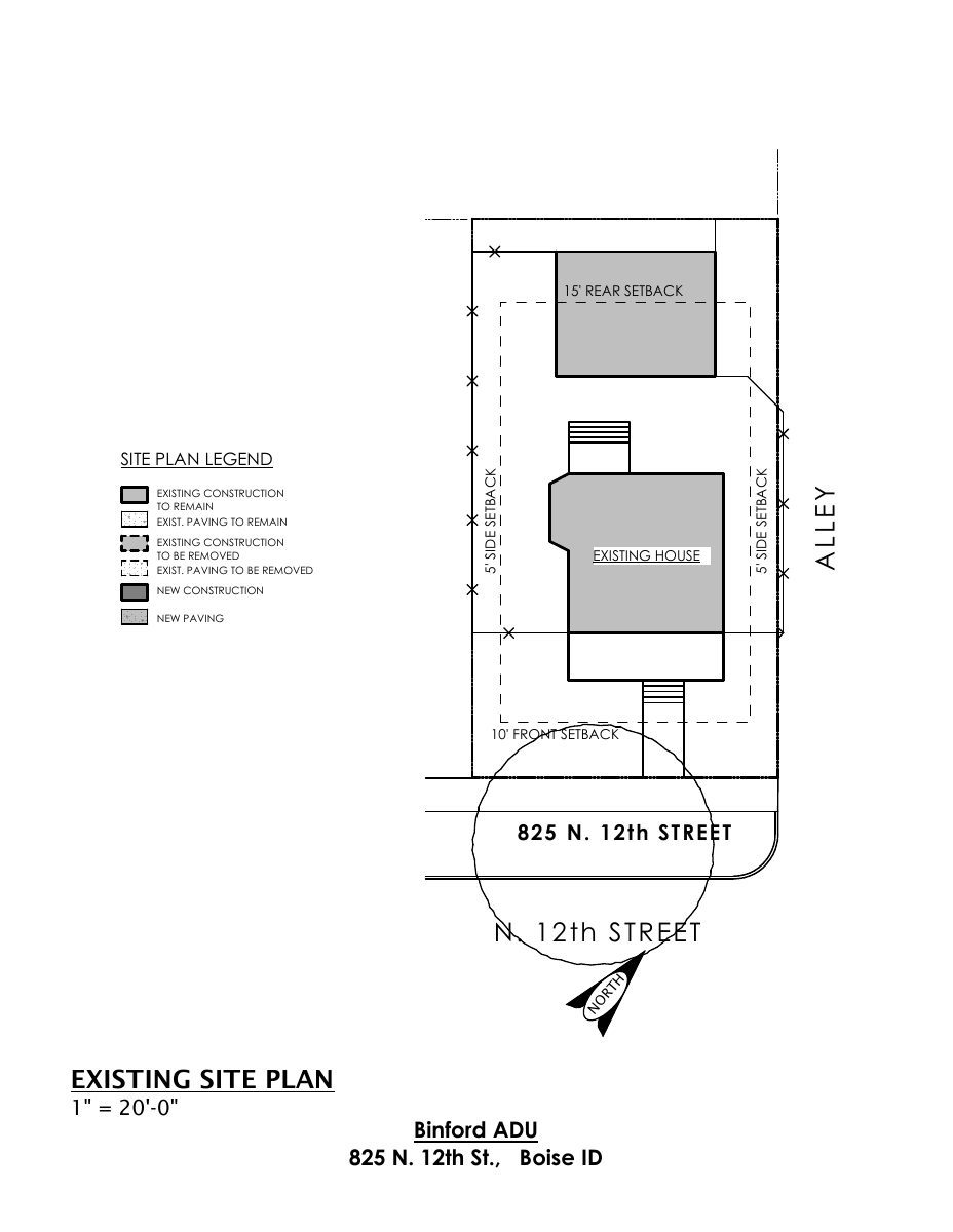 Site plan: Accessory dwelling unit over existing garage approved on 0.13-acre lot