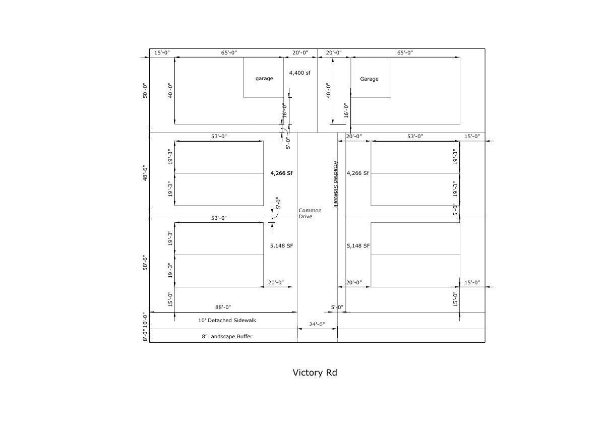 Site plan: 12-unit subdivision with duplexes and homes with ADUs proposed on 0.8 acres