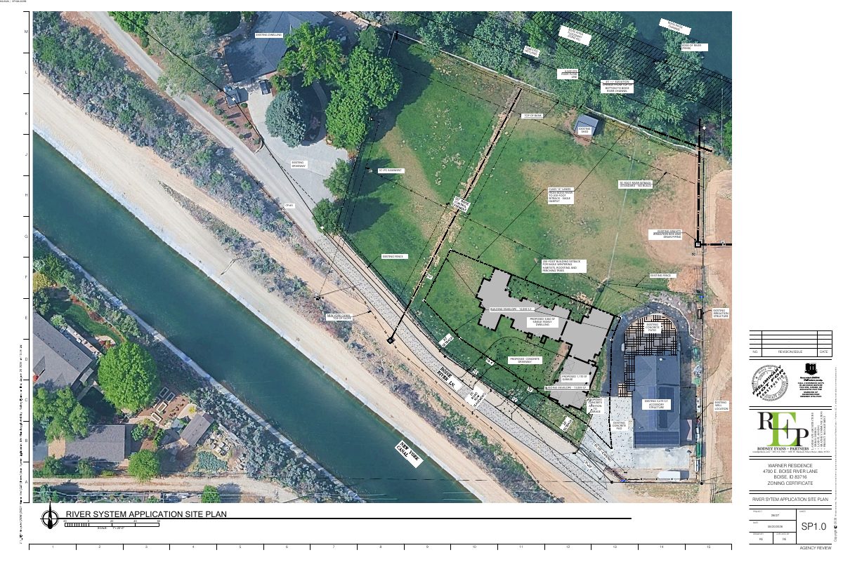 Site plan: Second single-family house proposed on 3-acre lot with existing home