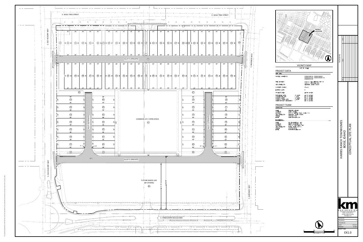 Site plan: 70-unit townhome project proposed