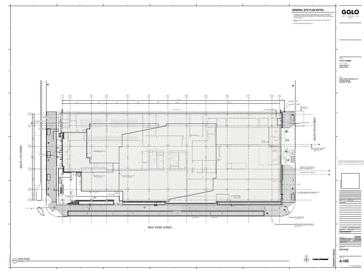 Site plan: Mixed-use tower with up to 440 apartments and ground-floor shops proposed