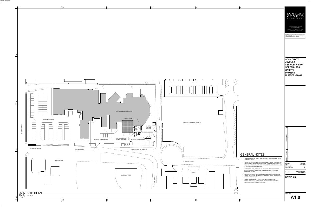 Site plan: 26-foot screen wall approved for juvenile detention facility's outdoor recreation yard