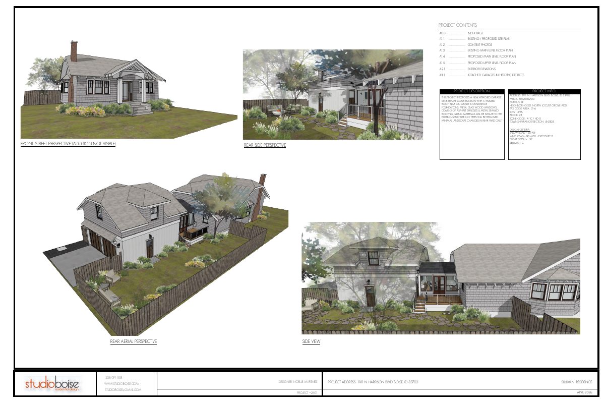 Site plan: 576-square-foot attached garage proposed for home in historic district