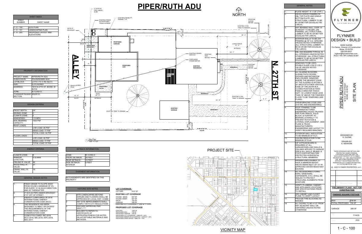 Site plan: Accessory dwelling unit approved for single-family lot in historic district