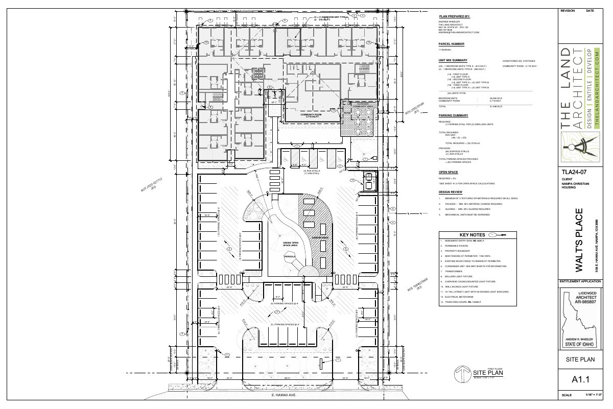 Site plan: Approved: 46-unit senior apartment building in Nampa with conditions