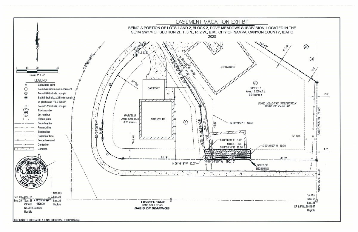 Site plan: Nampa couple seeks to vacate part of rear lot easement on Lone Star Road