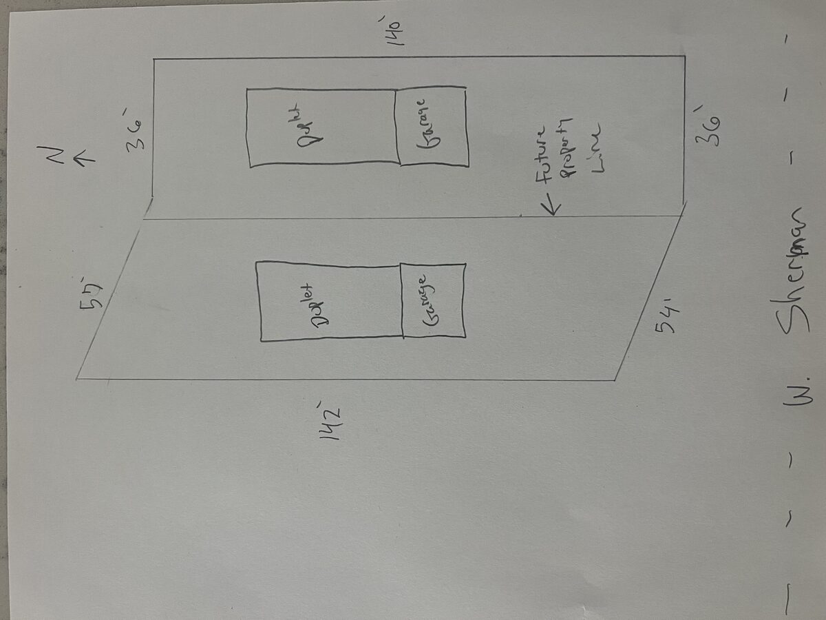 Site plan: Split of one lot into three approved on hillside site, with duplexes planned