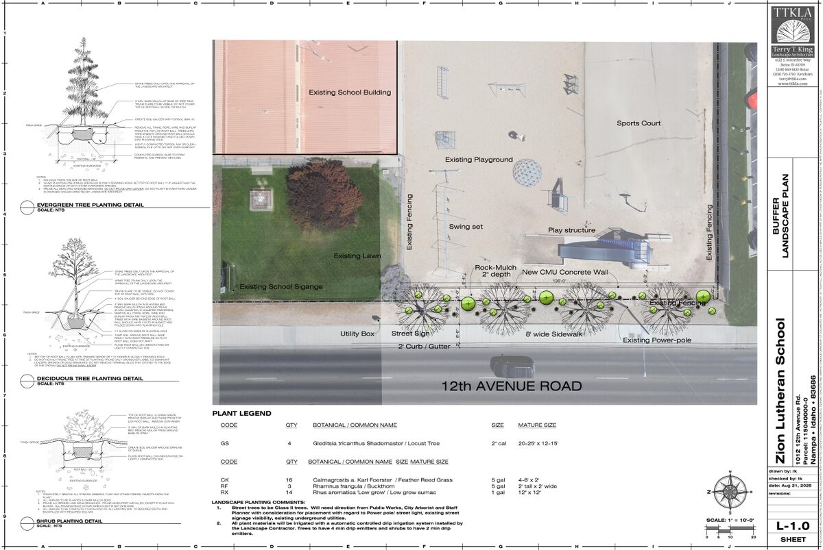 Site plan: Nampa approves 6-foot concrete block wall around Zion Lutheran School playground