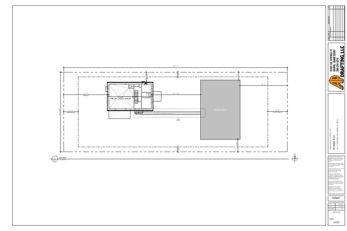 Site plan: Two-story garage with 900-square-foot apartment approved behind existing house