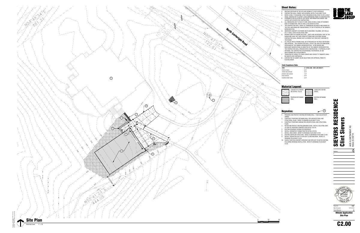 Site plan: Oversized detached garage built into hillside approved with conditions