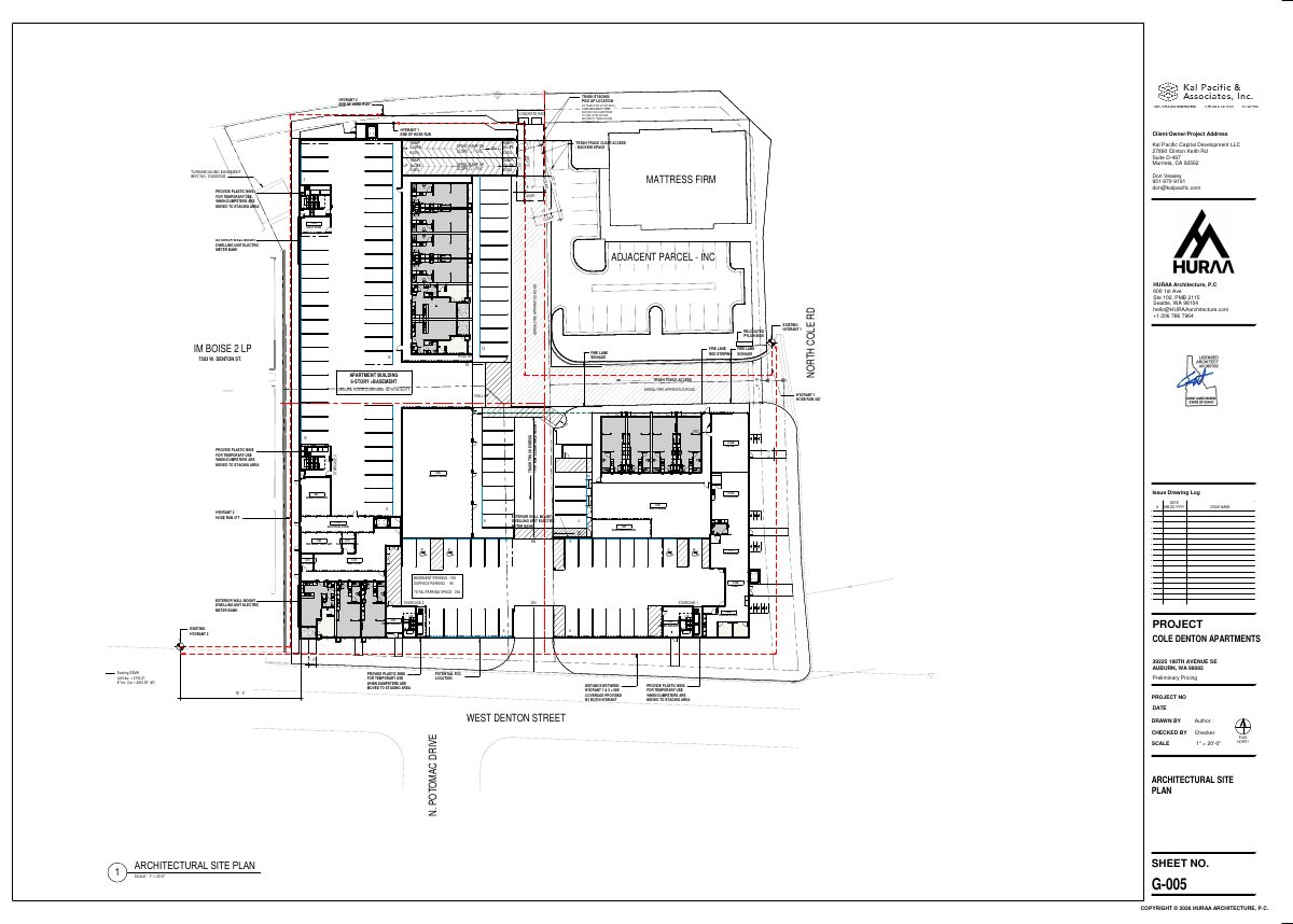 Site plan: 224-unit, six-story mixed-use building proposed in rezone request