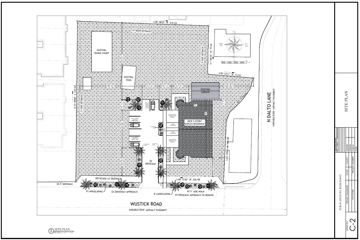 Site plan: Duplex proposed on 1.38-acre lot in Boise
