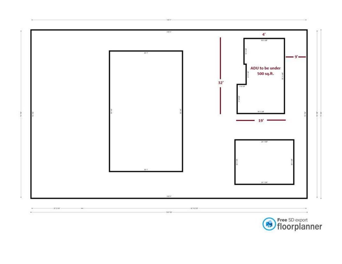 Site plan: Detached accessory dwelling unit approved on a residential lot
